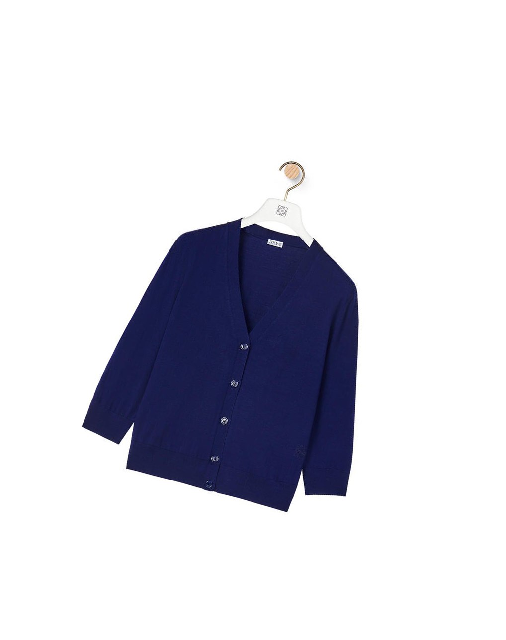 Loewe Anagram cropped cardigan in wool Navy Blue | HG4098257