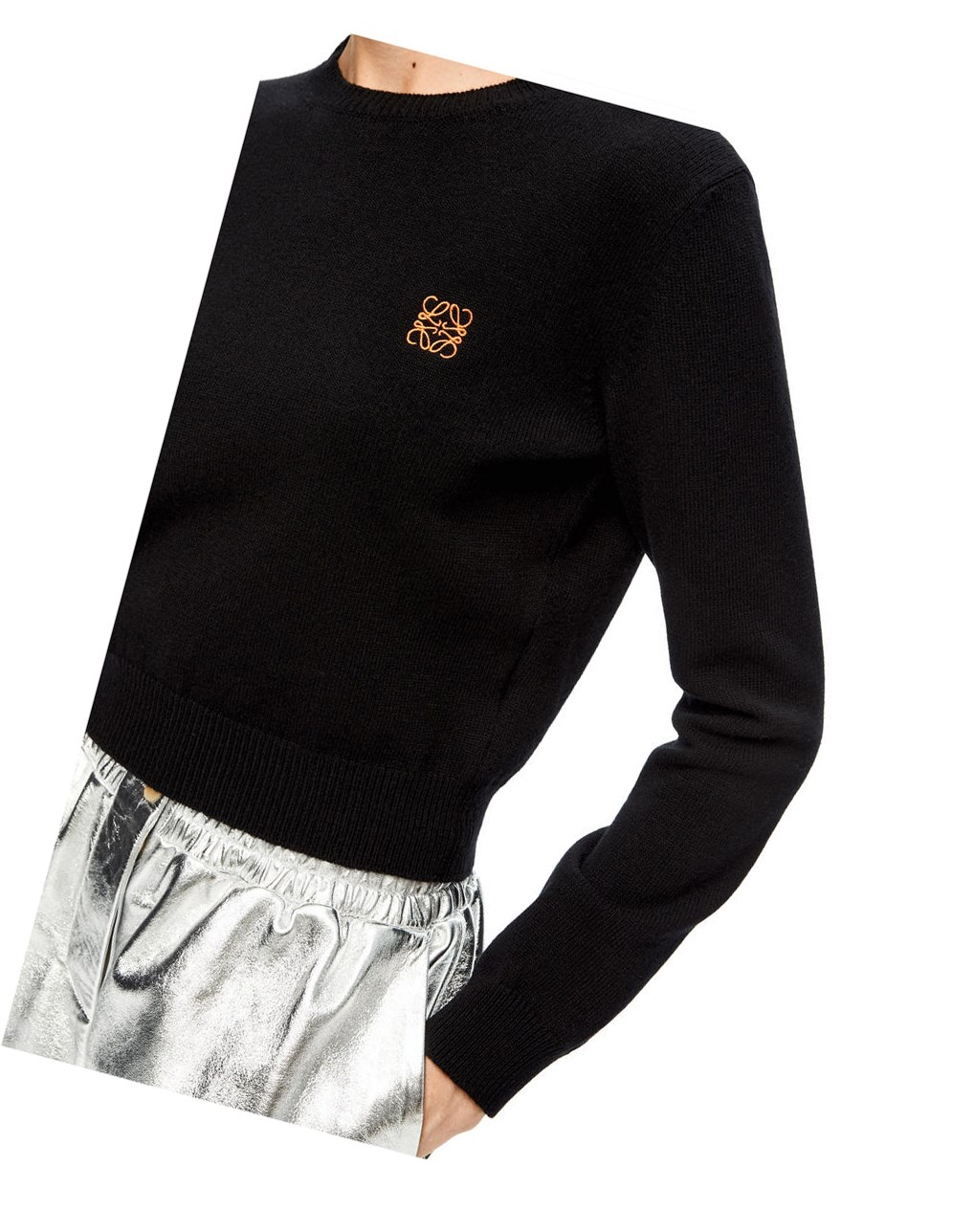 Loewe Anagram cropped sweater in wool Black | UJ4283176