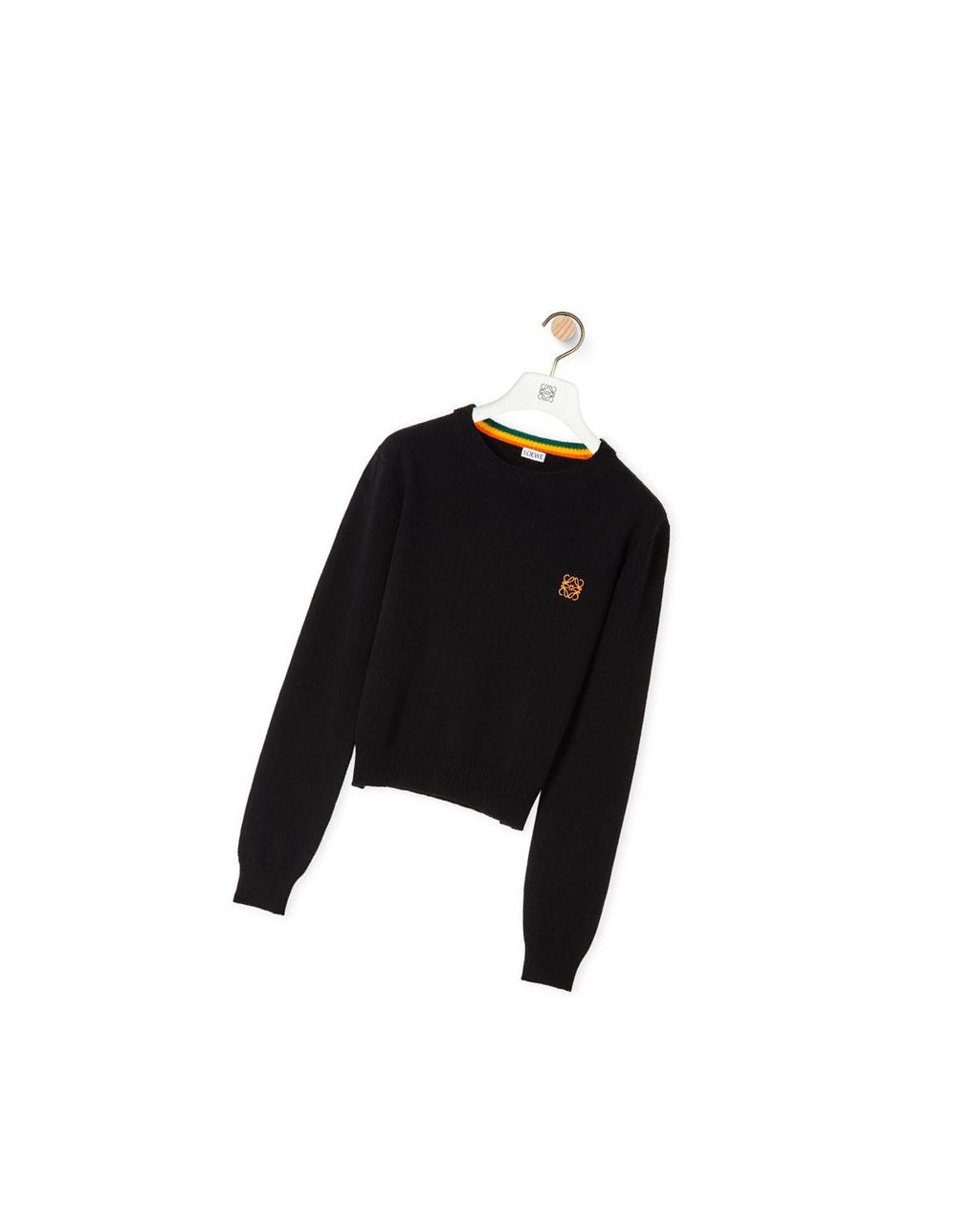 Loewe Anagram cropped sweater in wool Black | UJ4283176