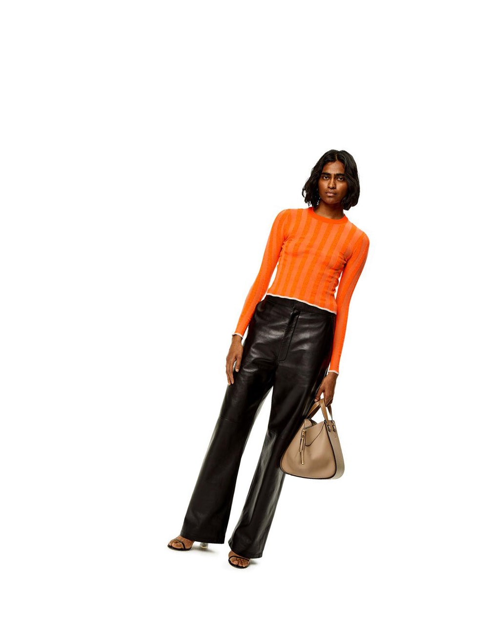 Loewe Anagram devore sweater in viscose Orange | HS8320915