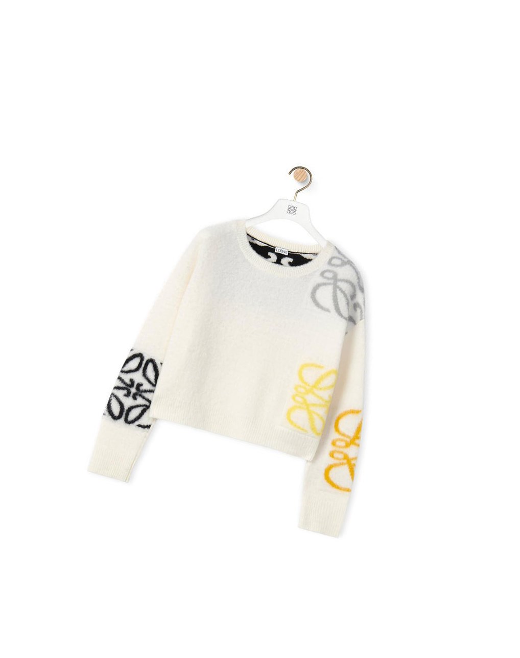 Loewe Anagram intarsia sweater in wool Soft White / Multicolour | MW8509346