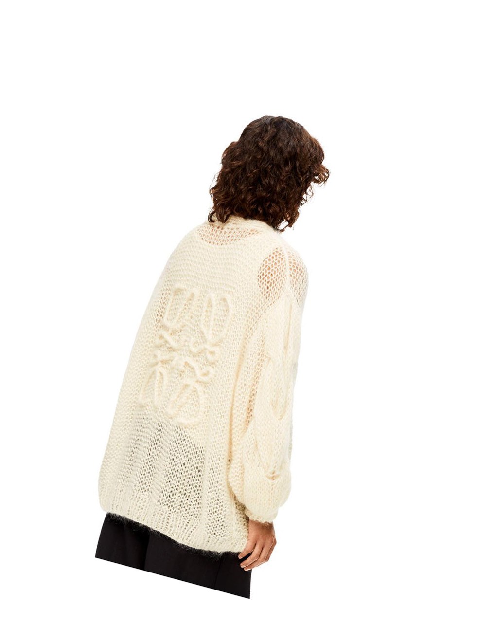 Loewe Anagram knitted cardigan in mohair Ecru | YK5679180