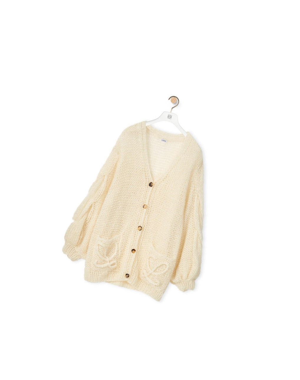 Loewe Anagram knitted cardigan in mohair Ecru | YK5679180