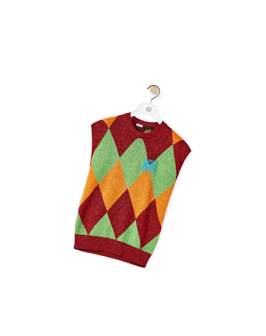 Loewe Anagram lurex vest in viscose Red / Green / Orange | EQ6921457