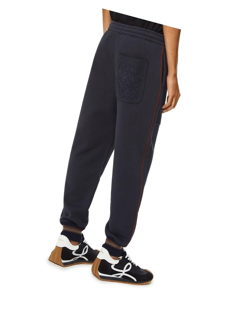 Loewe Contrasting rib jogging trousers in cotton Dark Navy Blue | DI1086574