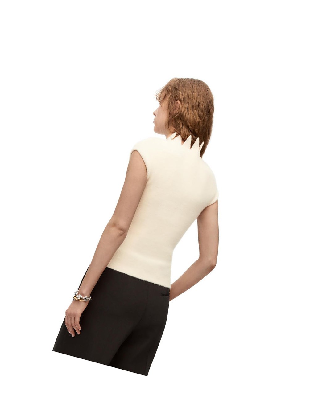 Loewe Pointy collar top in wool Soft White | OU7412860