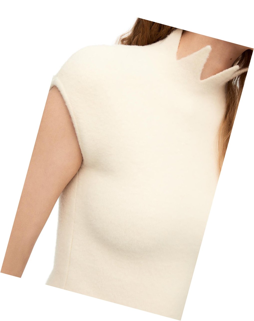 Loewe Pointy collar top in wool Soft White | OU7412860