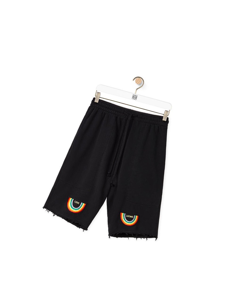 Loewe Rainbow patch shorts in cotton Washed Black | OE4360258