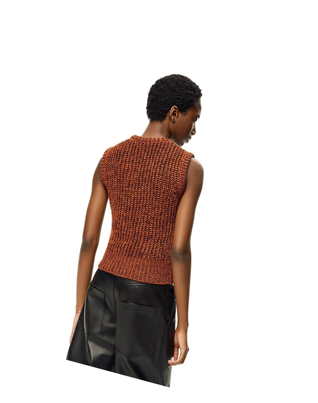 Loewe Ripped chain vest in hemp and linen Brown | QY6921873