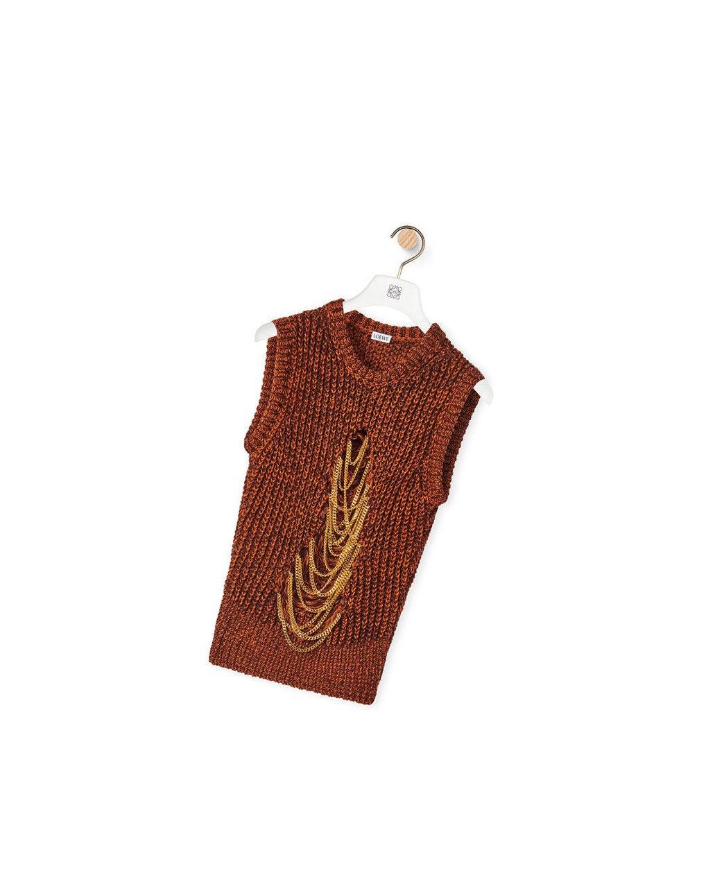 Loewe Ripped chain vest in hemp and linen Brown | QY6921873