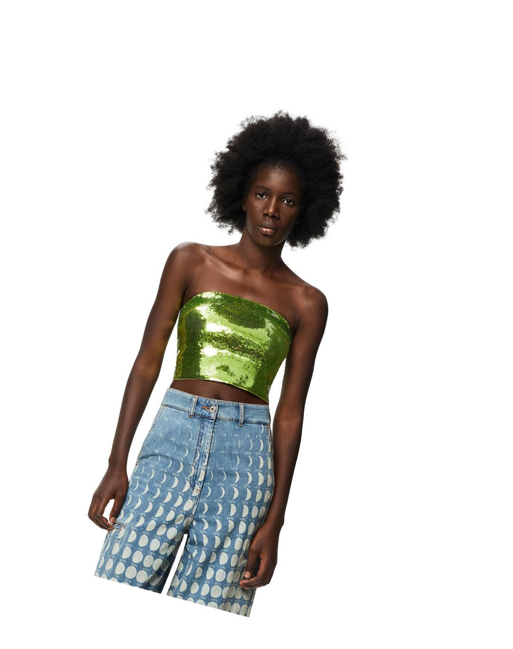 Loewe Sequin bustier top in viscose Aniseed Green | AS7084536