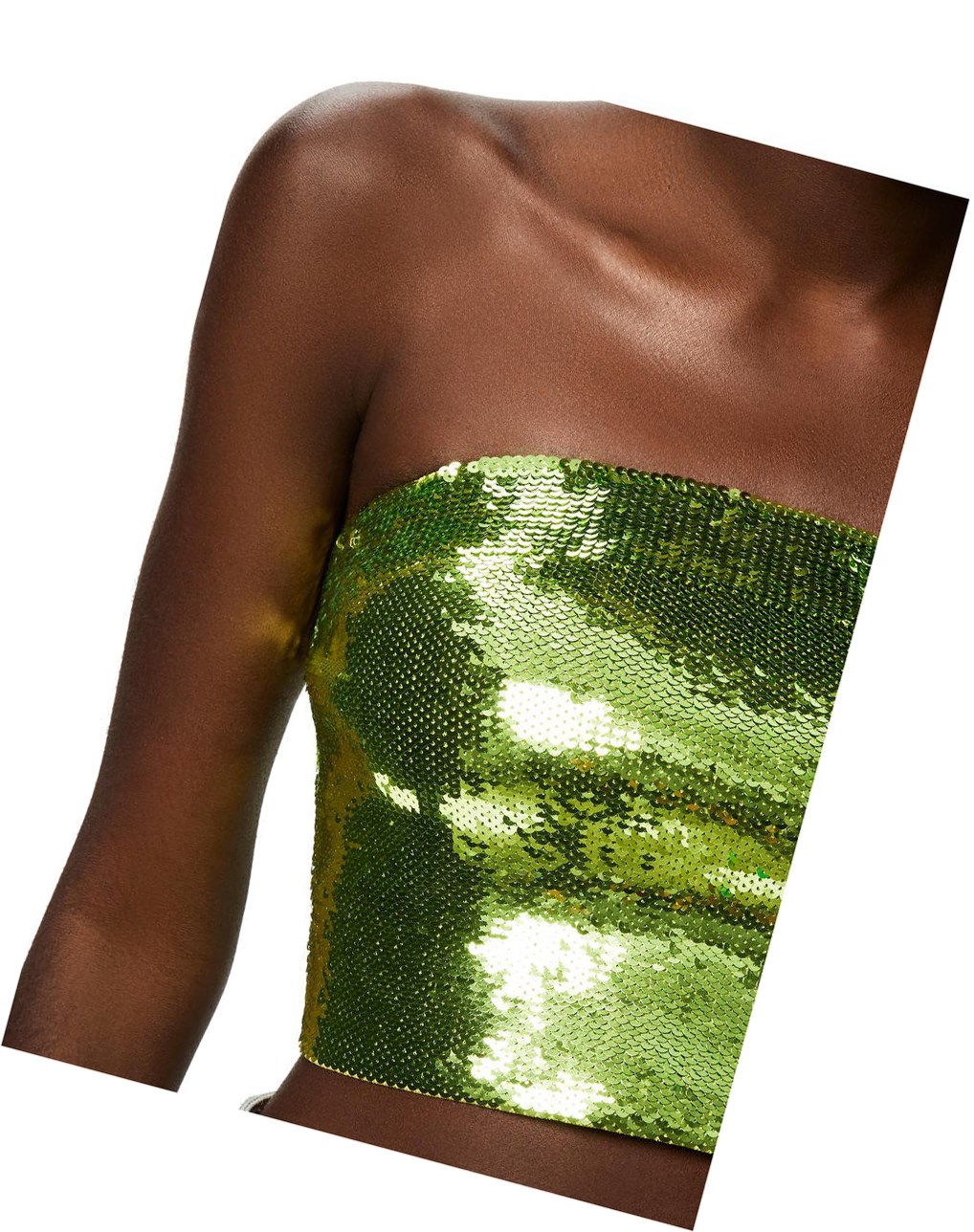 Loewe Sequin bustier top in viscose Aniseed Green | AS7084536