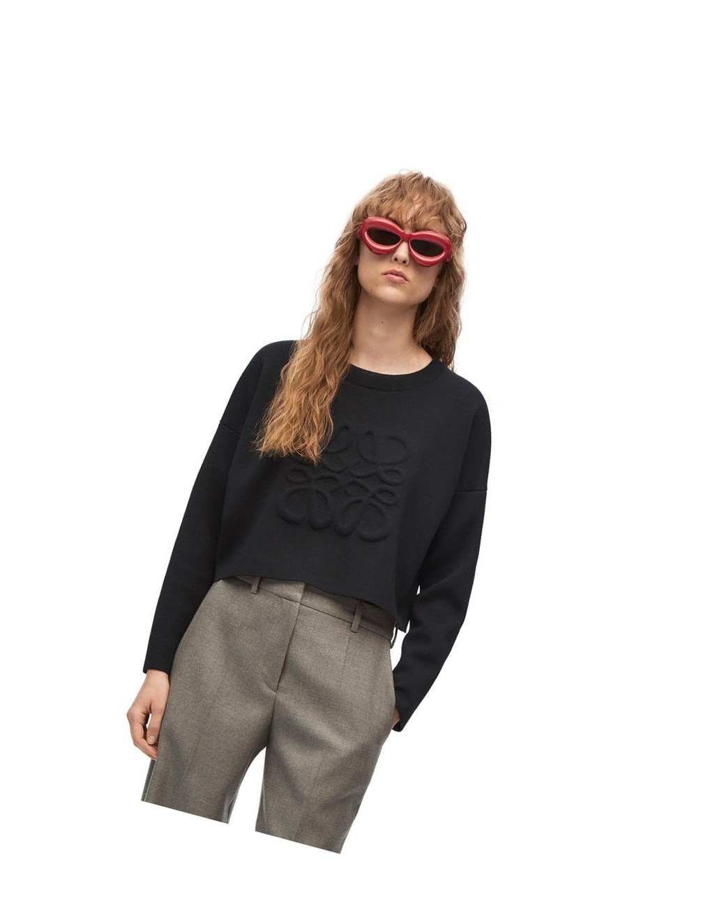 Loewe Short Anagram sweater in wool Black | MB4132608