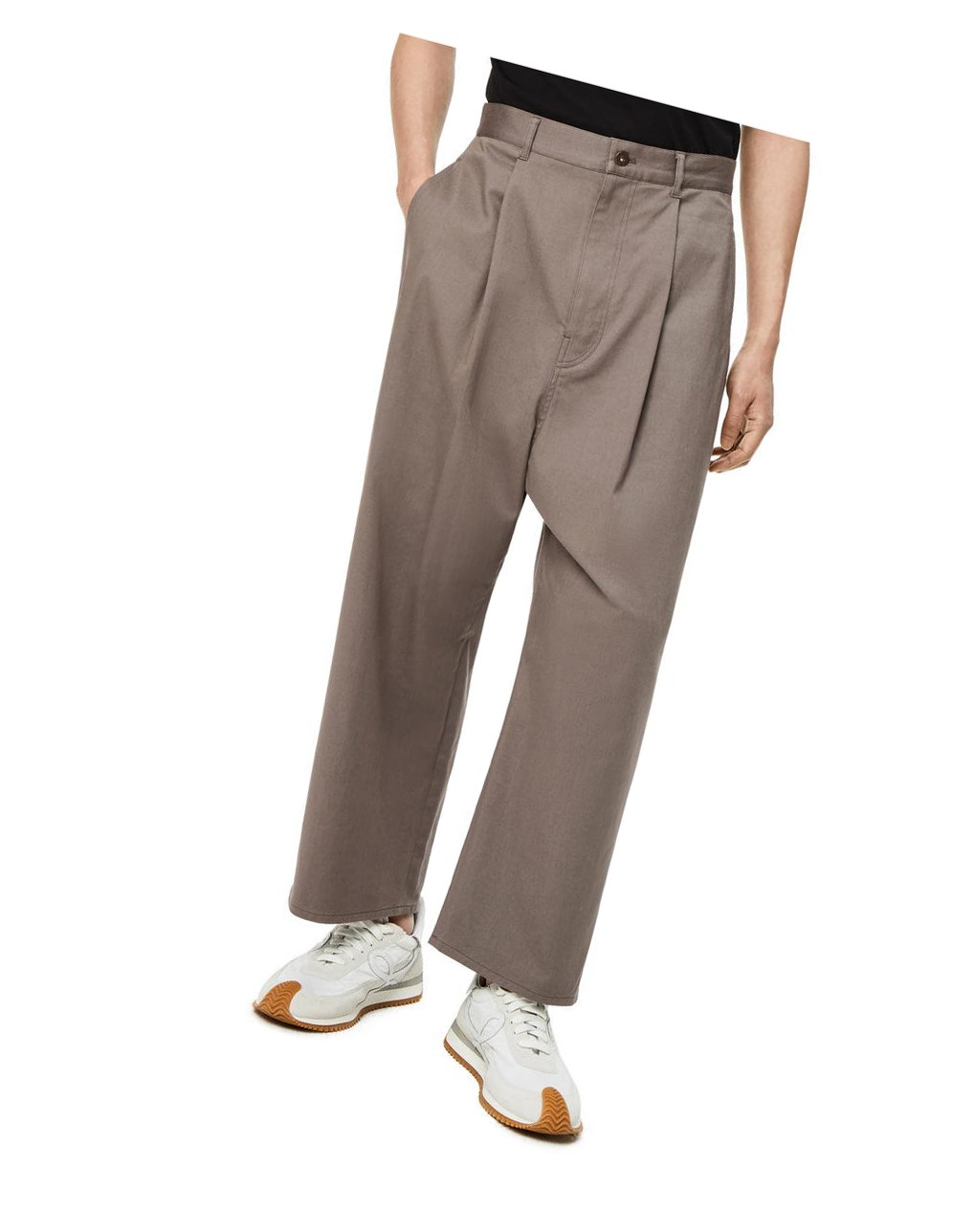 Loewe Single pleat trousers in cotton Iron | TN7685943