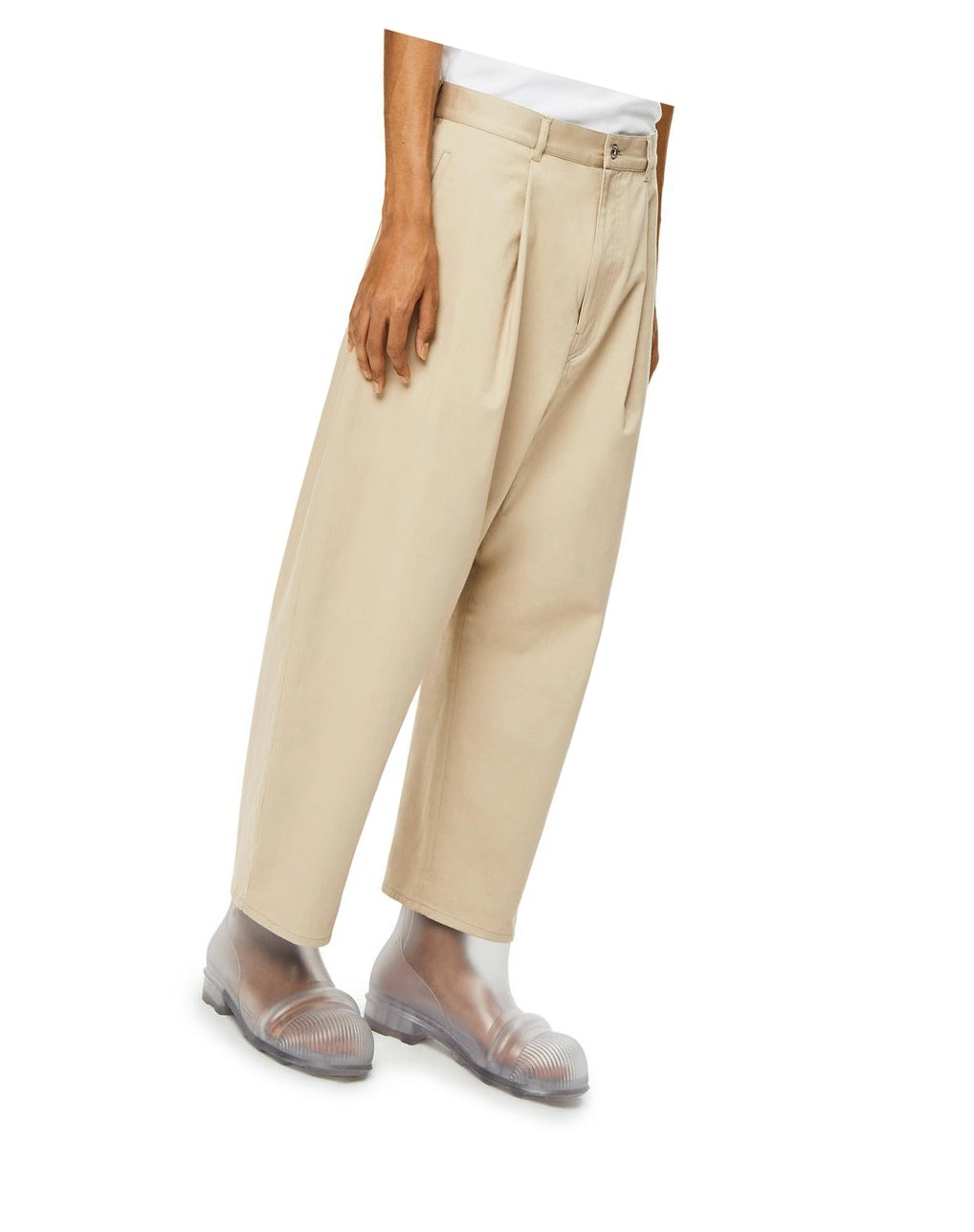 Loewe Single pleat trousers in cotton Stone Grey | OK7238546