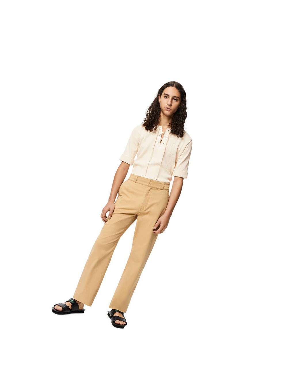 Loewe Straight leg trousers in cotton Kraft Beige | GF3148672