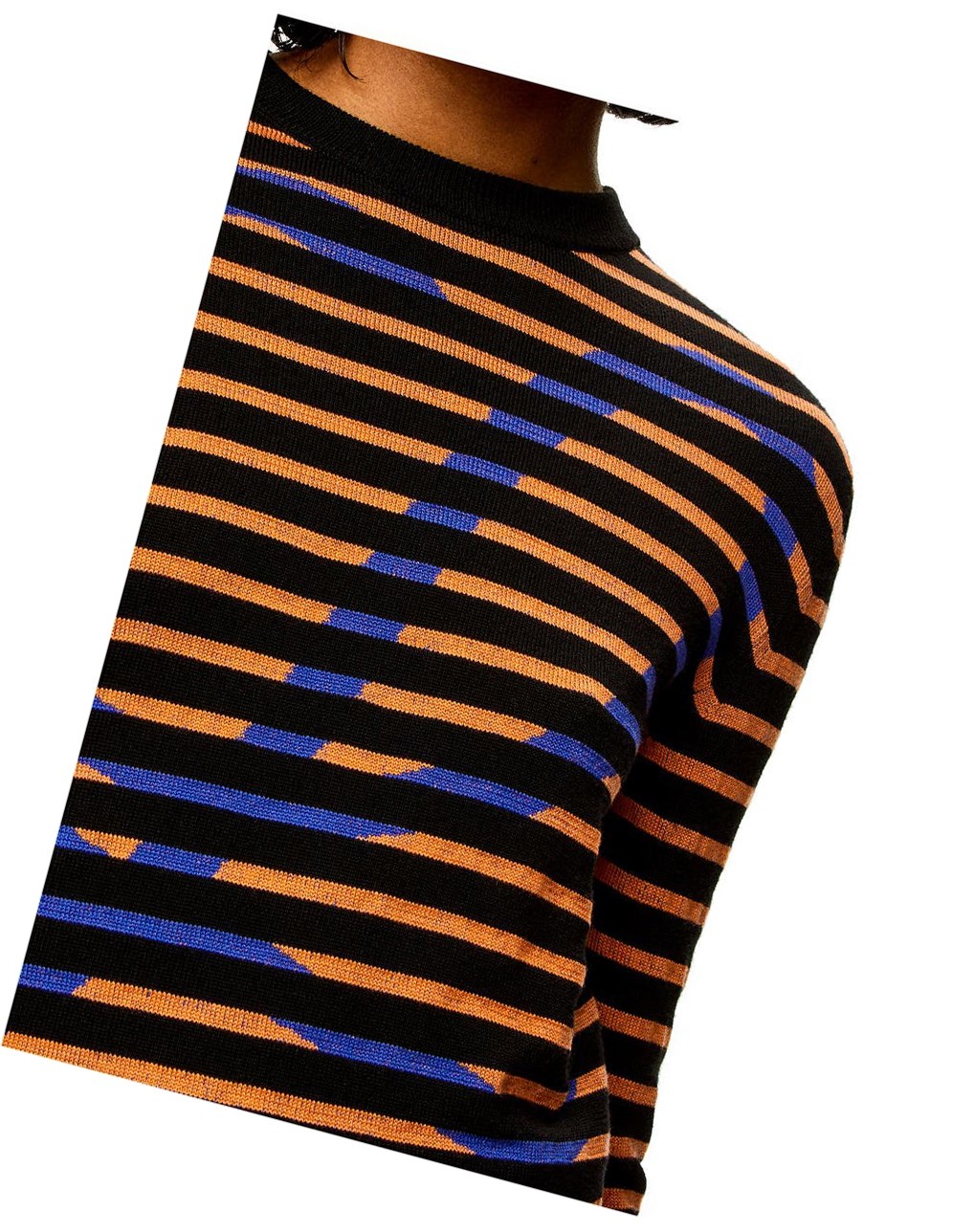 Loewe Striped logo sweater in wool Black / Orange | XW7418063