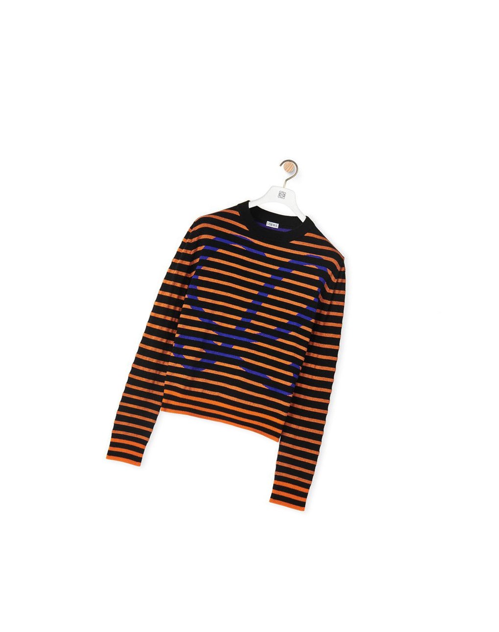 Loewe Striped logo sweater in wool Black / Orange | XW7418063