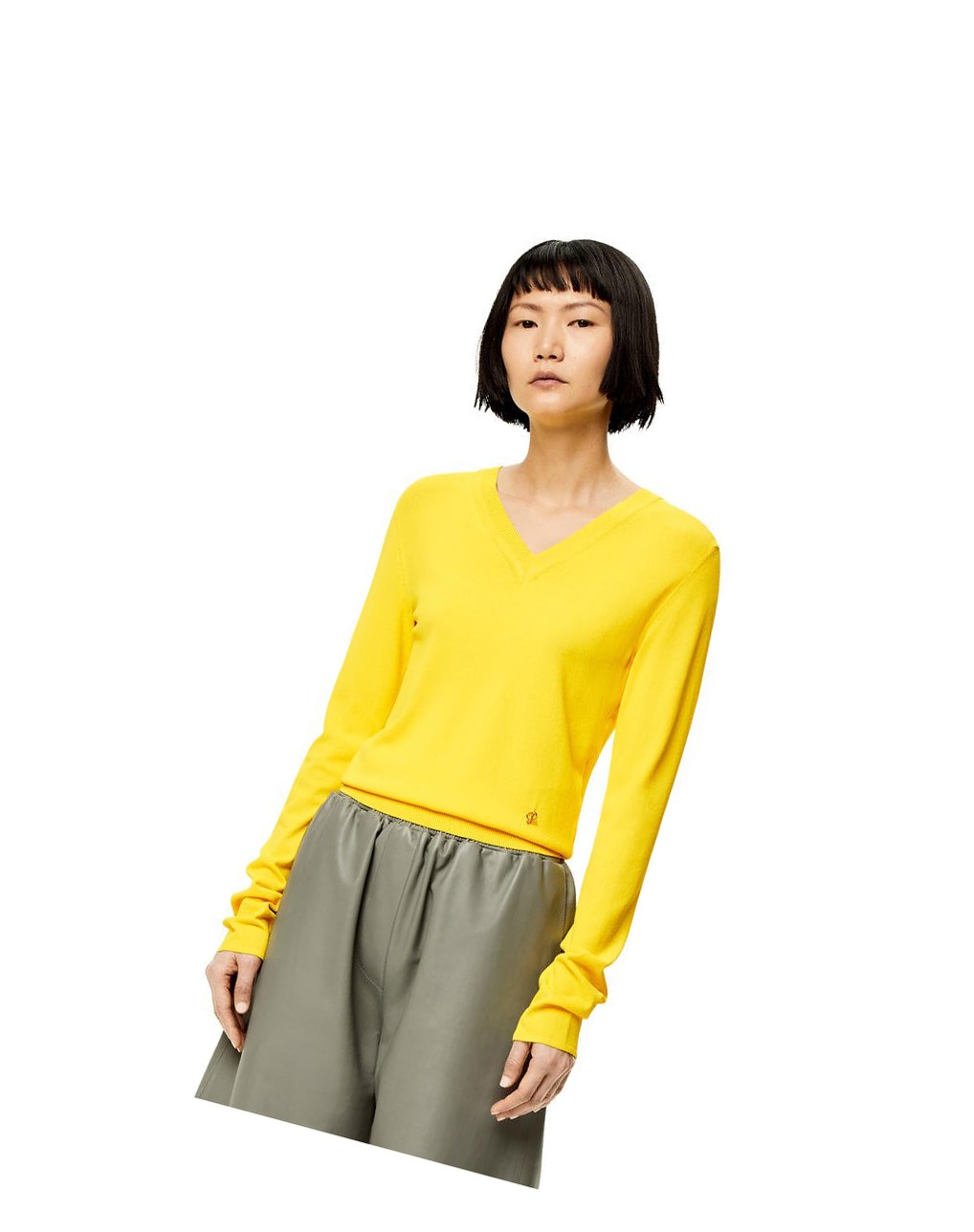 Loewe V-neck sweater in viscose Lemon | VM5238041