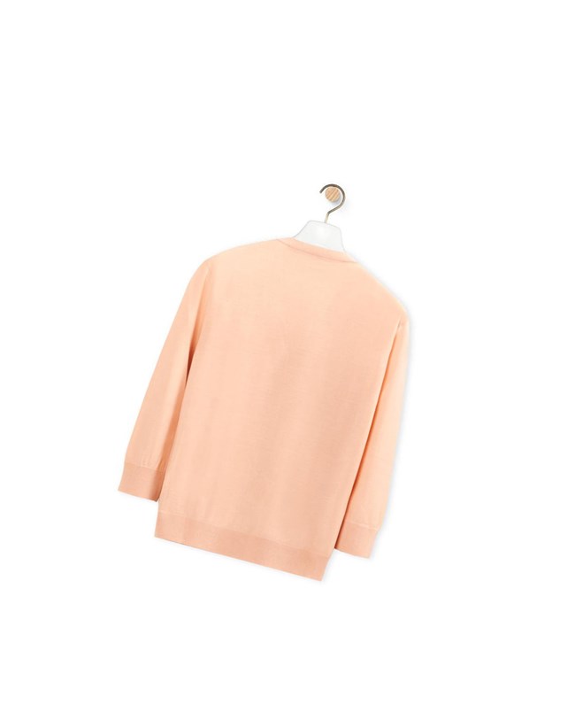 Loewe Anagram cropped cardigan in wool Light Peach | UG3685917