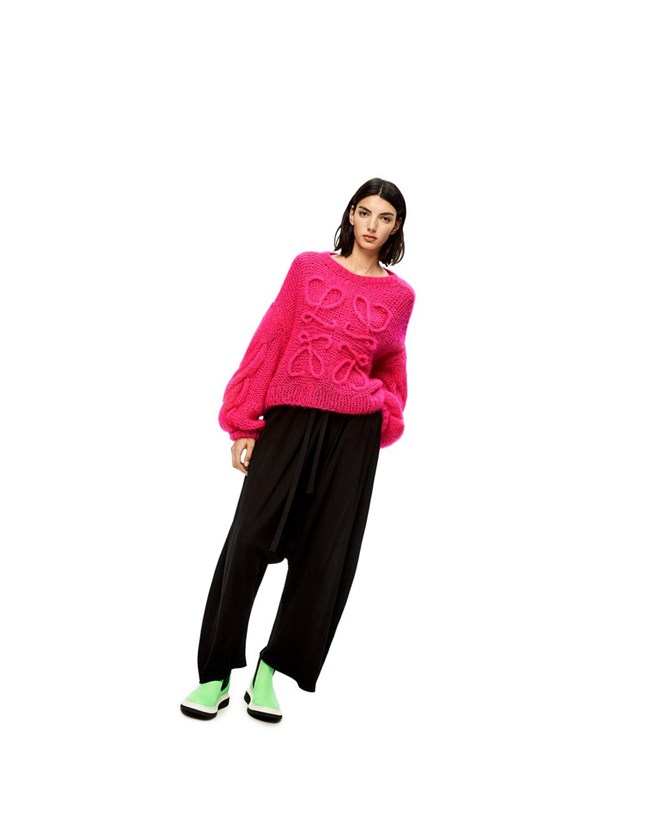 Loewe Anagram sweater in mohair Fluo Pink | EB8142670