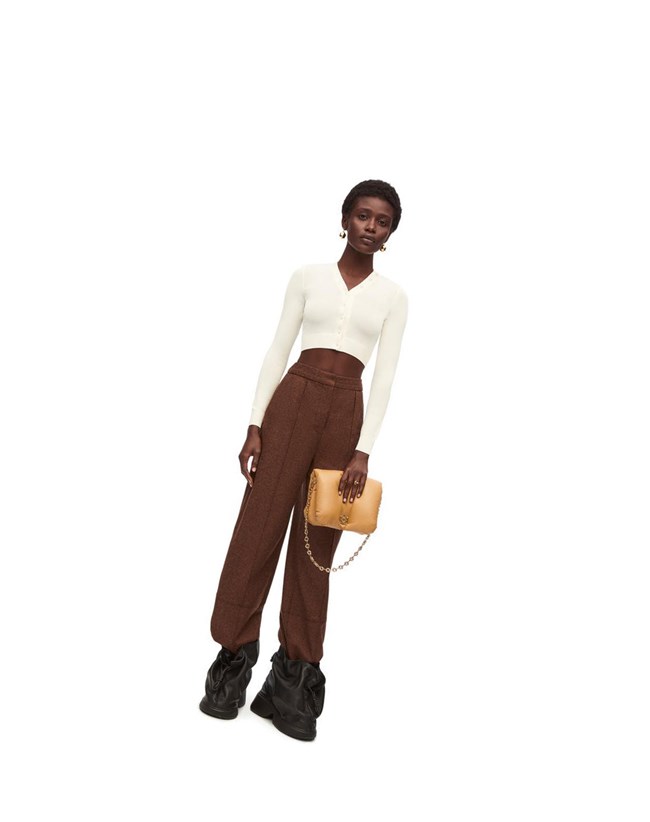 Loewe Cropped cardigan in viscose Soft White | GO9802617