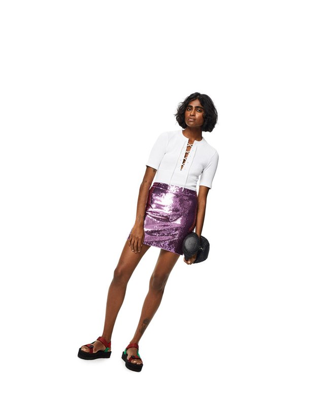 Loewe Sequin mini skirt in viscose Purple | SI6357092