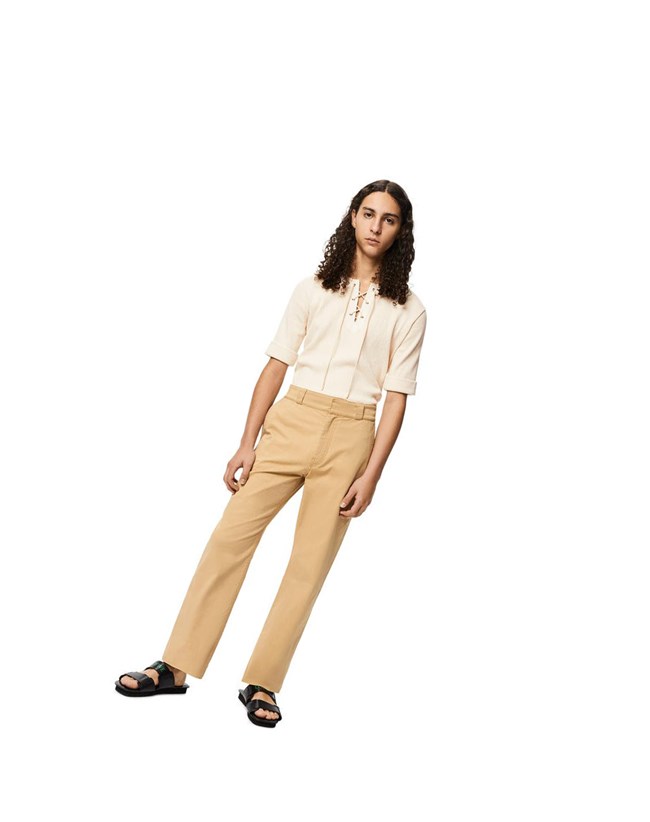 Loewe Straight leg trousers in cotton Kraft Beige | GF3148672